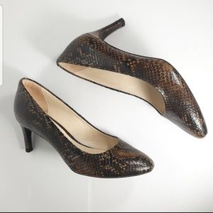 Cole Haan Brown Black Snakeskin Round Toe Heels
